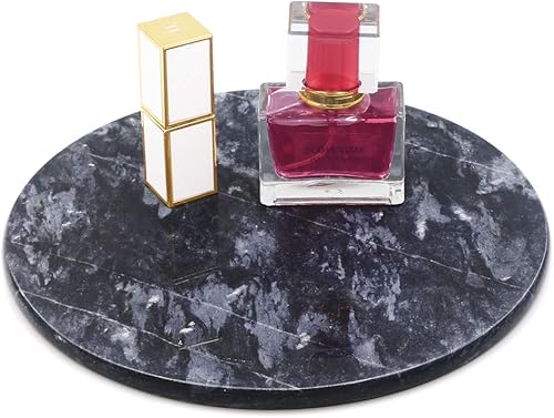 Bandeja circular decorada de mármol para mostrador, baño, tocador, mesita de noche o escritorio, diámetro 8-34 pulgadas, color negro