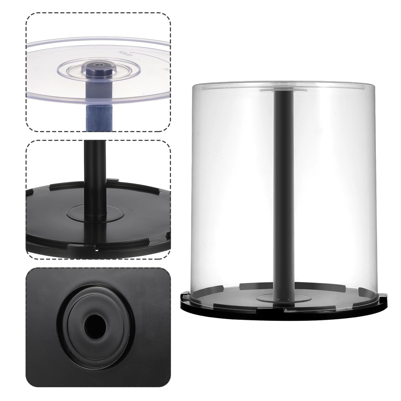 Ciieeo Mandrino per CD/DVD, 4 contenitori per CD e DVD, capacità di 100 dischi trasparenti, in plastica, organizer per DVD