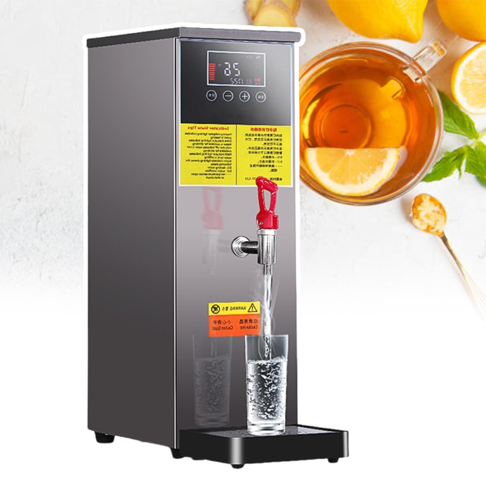 Bollitore da 25 l/40 l/50 l, scaldacqua commerciali, macchina per acqua bollente a gradini, controllo della temperatura 40-100 °C, riscaldamento strato per strato, per bevande calde (Black 40l)