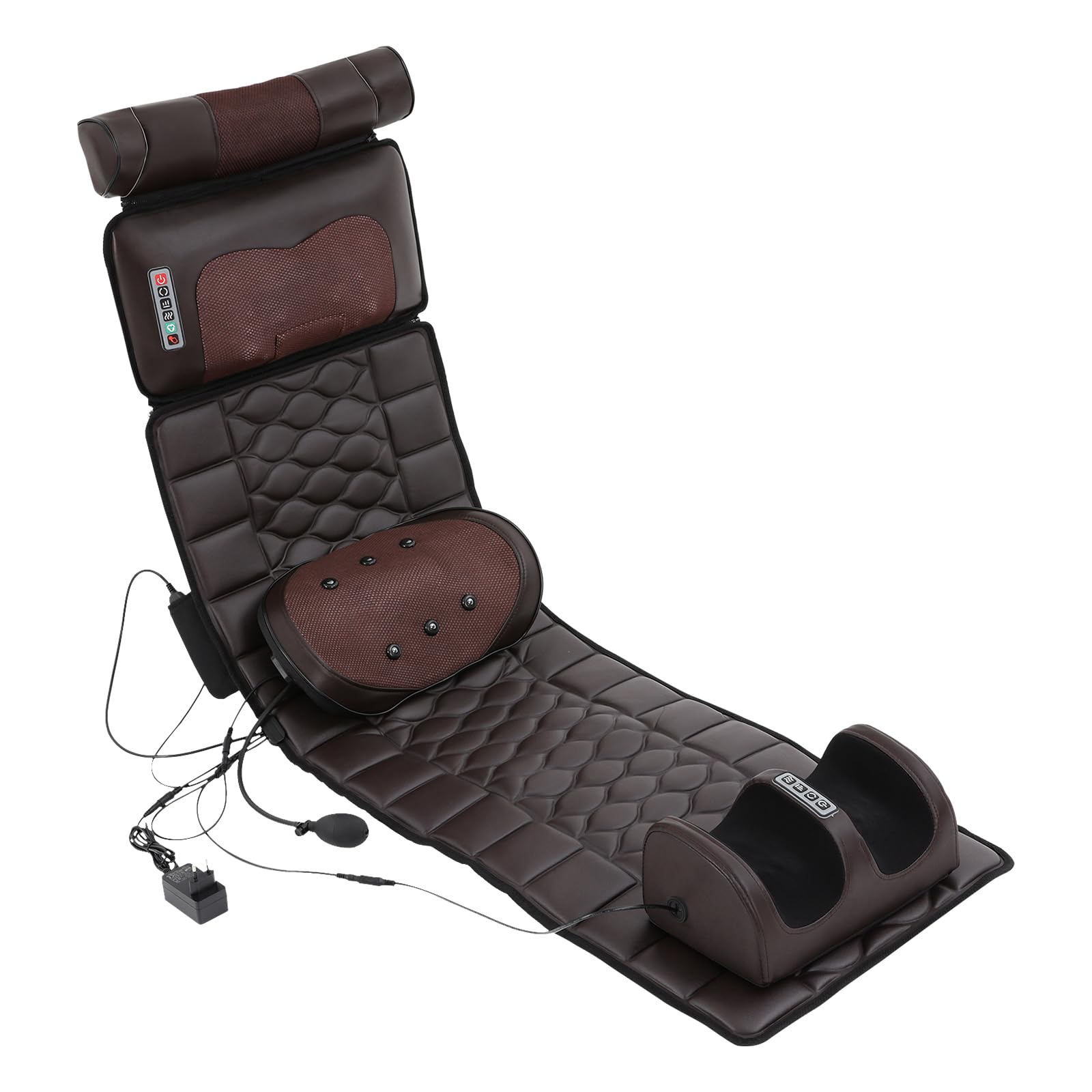 Masajeador de cuerpo entero, asiento de masaje multifuncional, estiramiento corporal 3D y tracción lumbar con reposacabezas de masaje cervical extraíble, airbag lumbar y masajeadores de