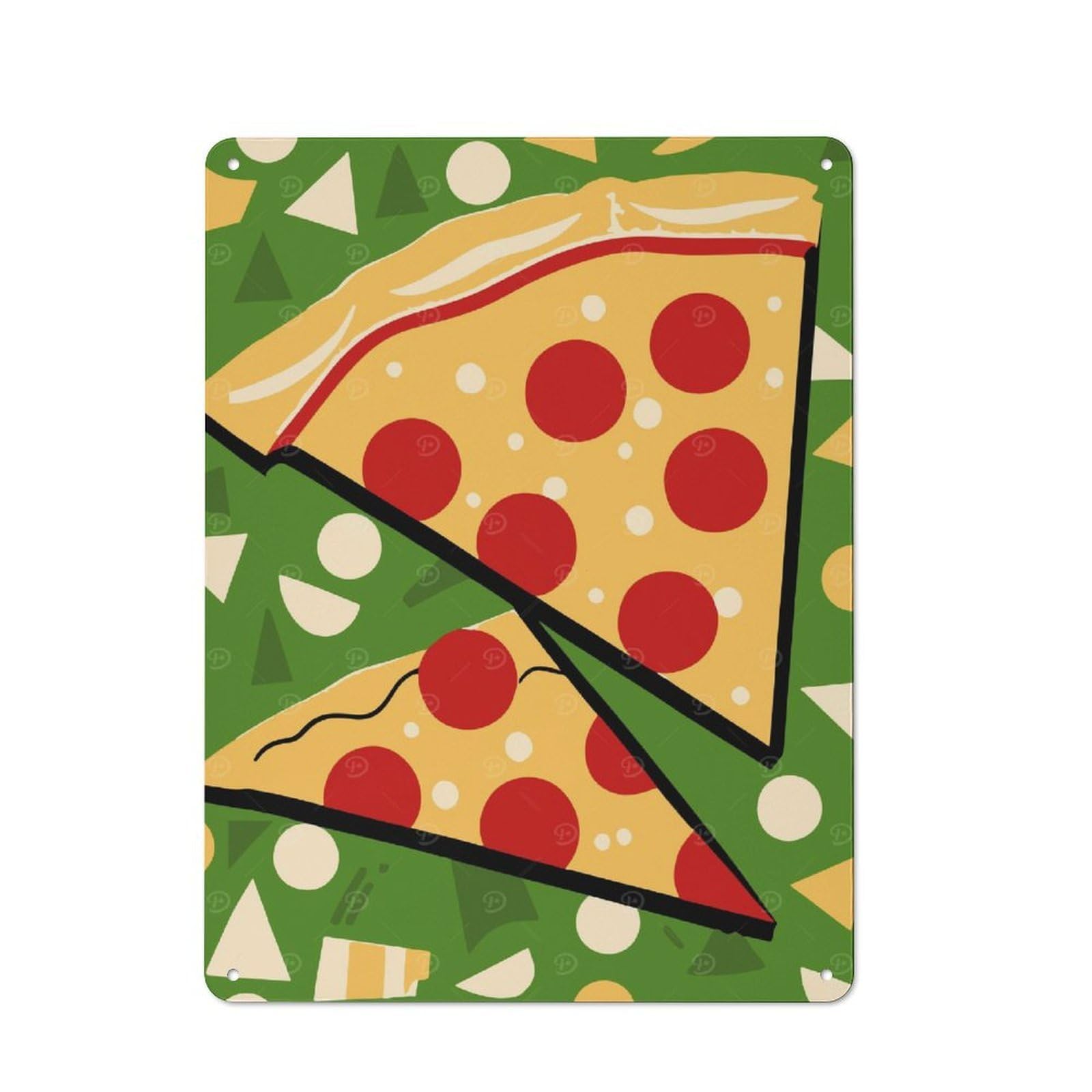 Vintage Tin Sign 40x30cm Featuring Minimal Pizza, Porch Wall Decor for Patio Bar, Workshop, Shed Or Kitchen