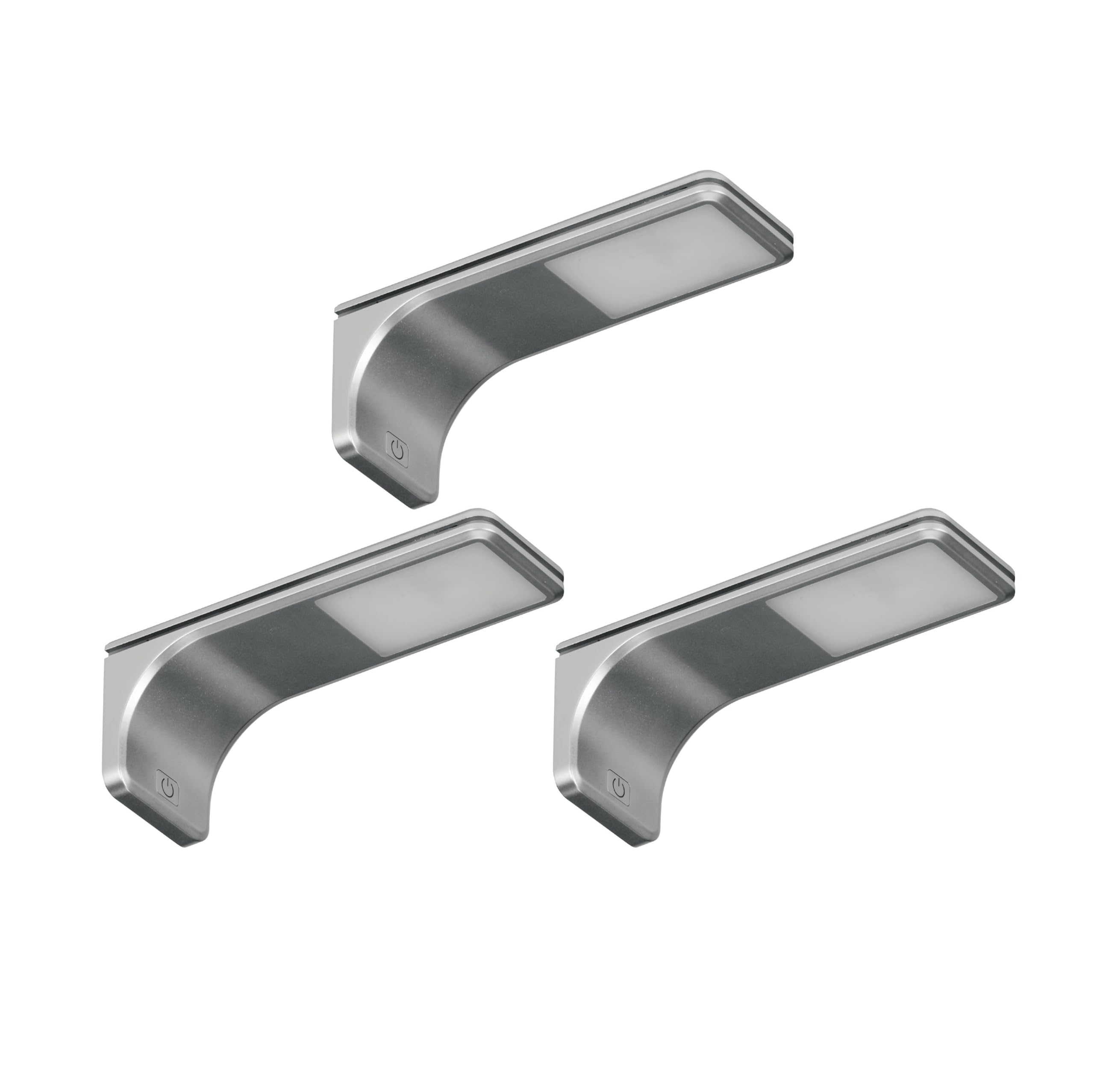 4lite Hampton Rectangular Display Cabinet Light (Silver) Pack of 3 CCT Colour Changing 170lm Under-Shelf Light with Touch Button Control - 4L1/1306X3