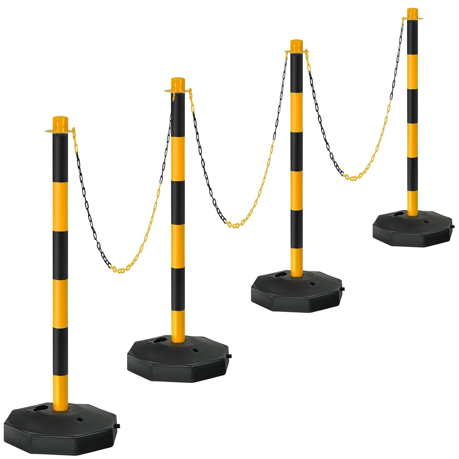 4 Pack Traffic Delineator Post Cones with Fillable Base,Industrial