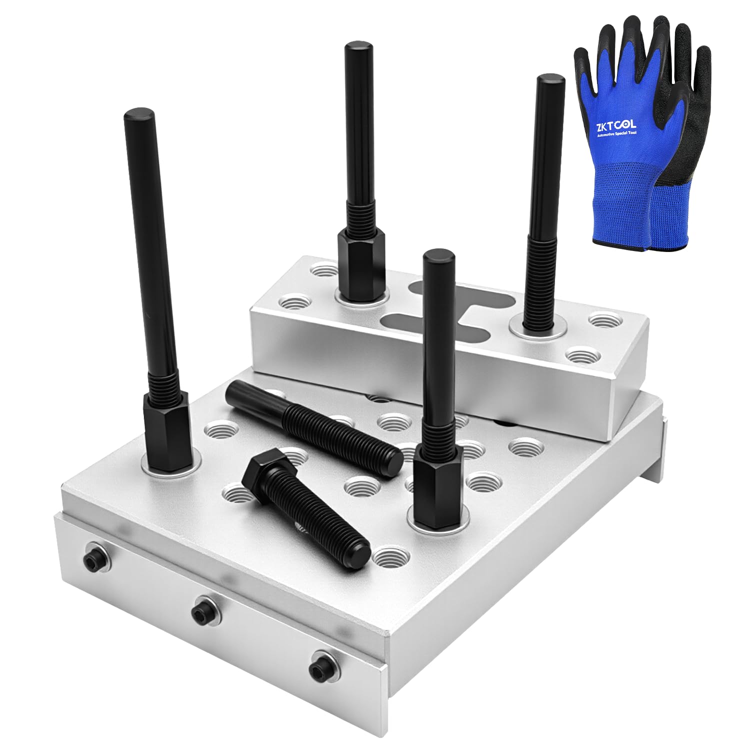 ZKTOOL Universal Drill Press Support Block Plate Tool Set for Bearing and Bushing Repair, 30 Ton