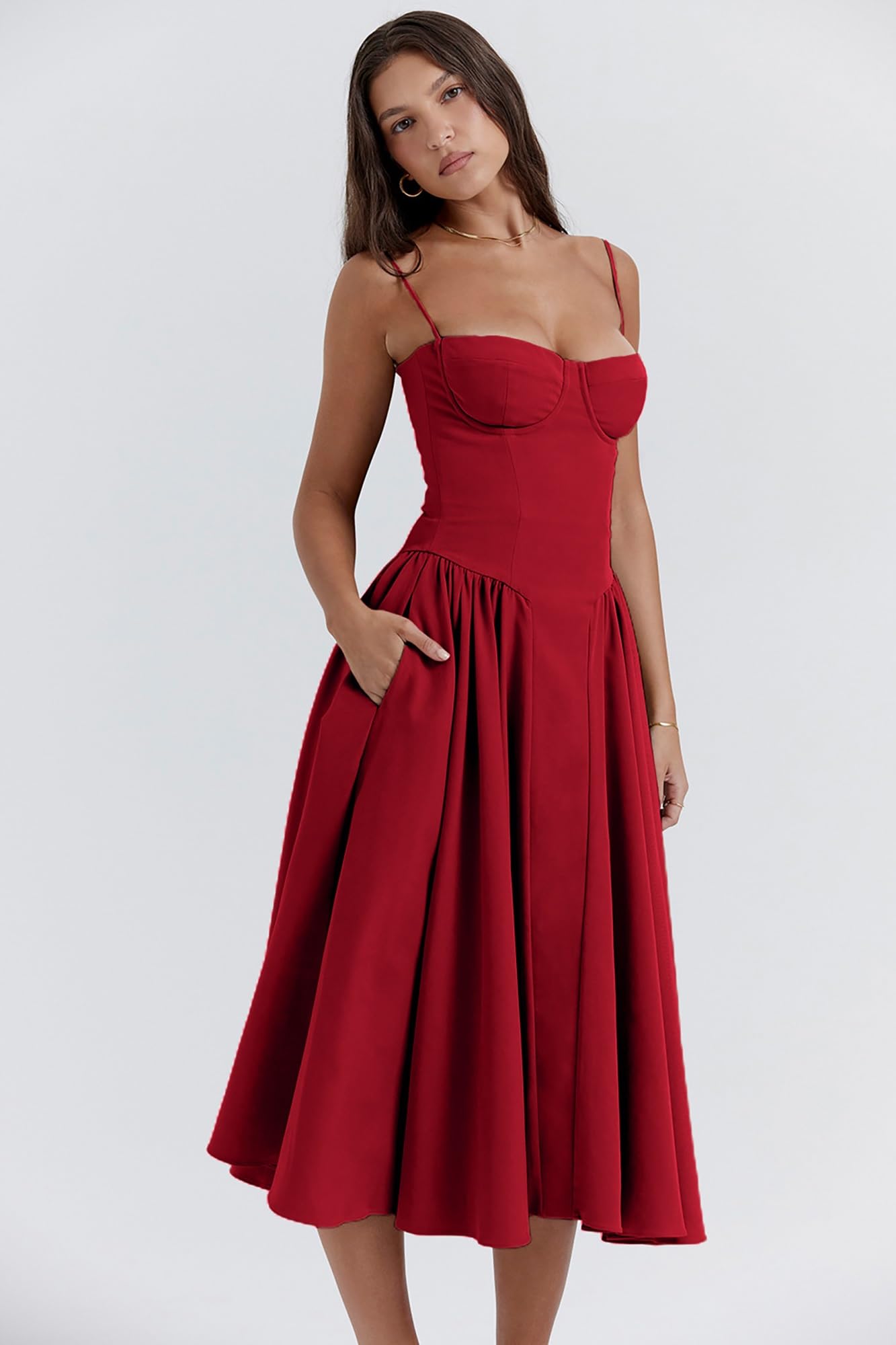 bandeau skater maxi dress Women's Plus Plum Woven Bandeau Ruched Skater Midaxi Dress