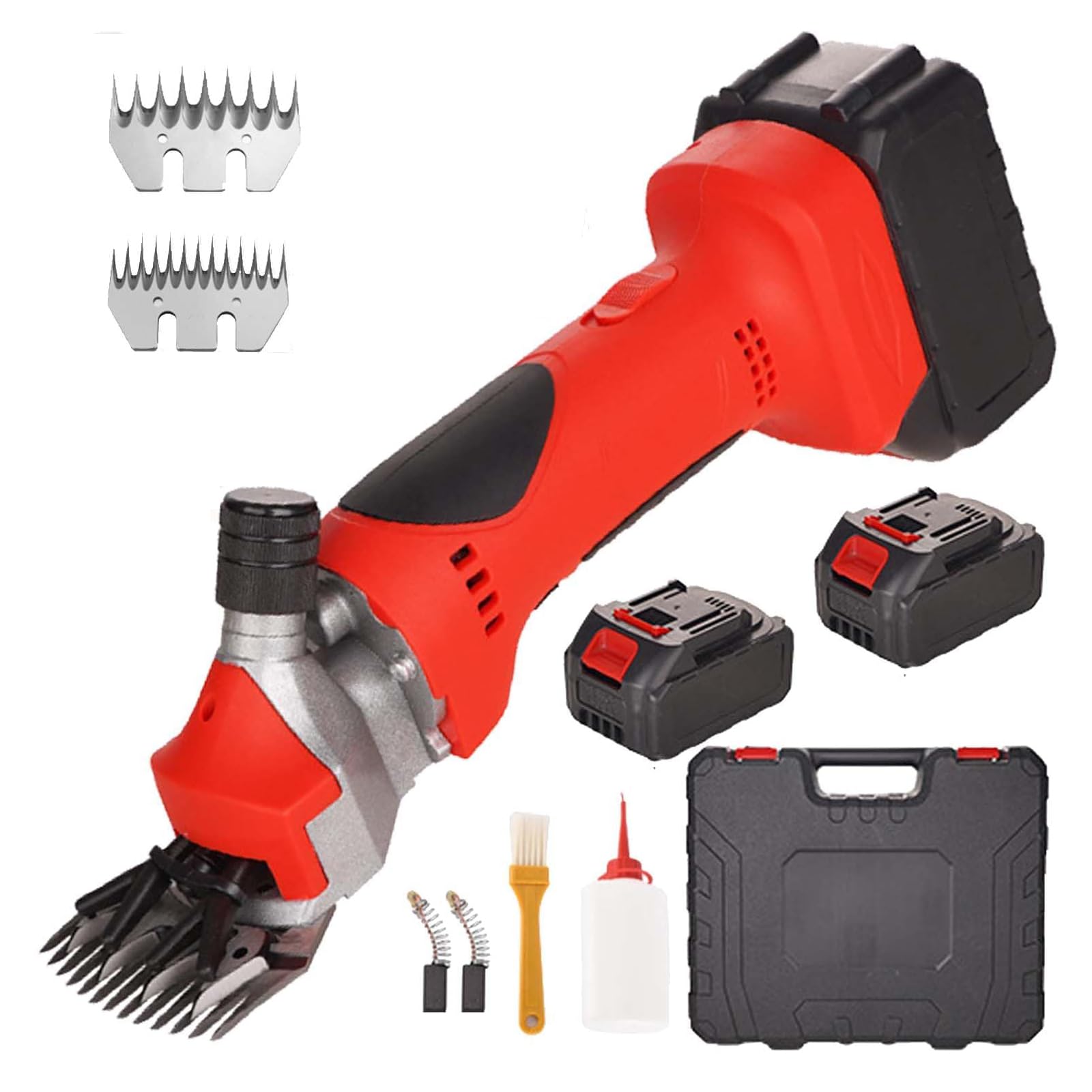 Tosatrice per pecore senza fili, forbice elettrica a 6 velocità da 900 W, con lama a 13 denti, batterie ricaricabili, attrezzatura per la rasatura della lana di pelo di pecore, bovini, bestiame da fat