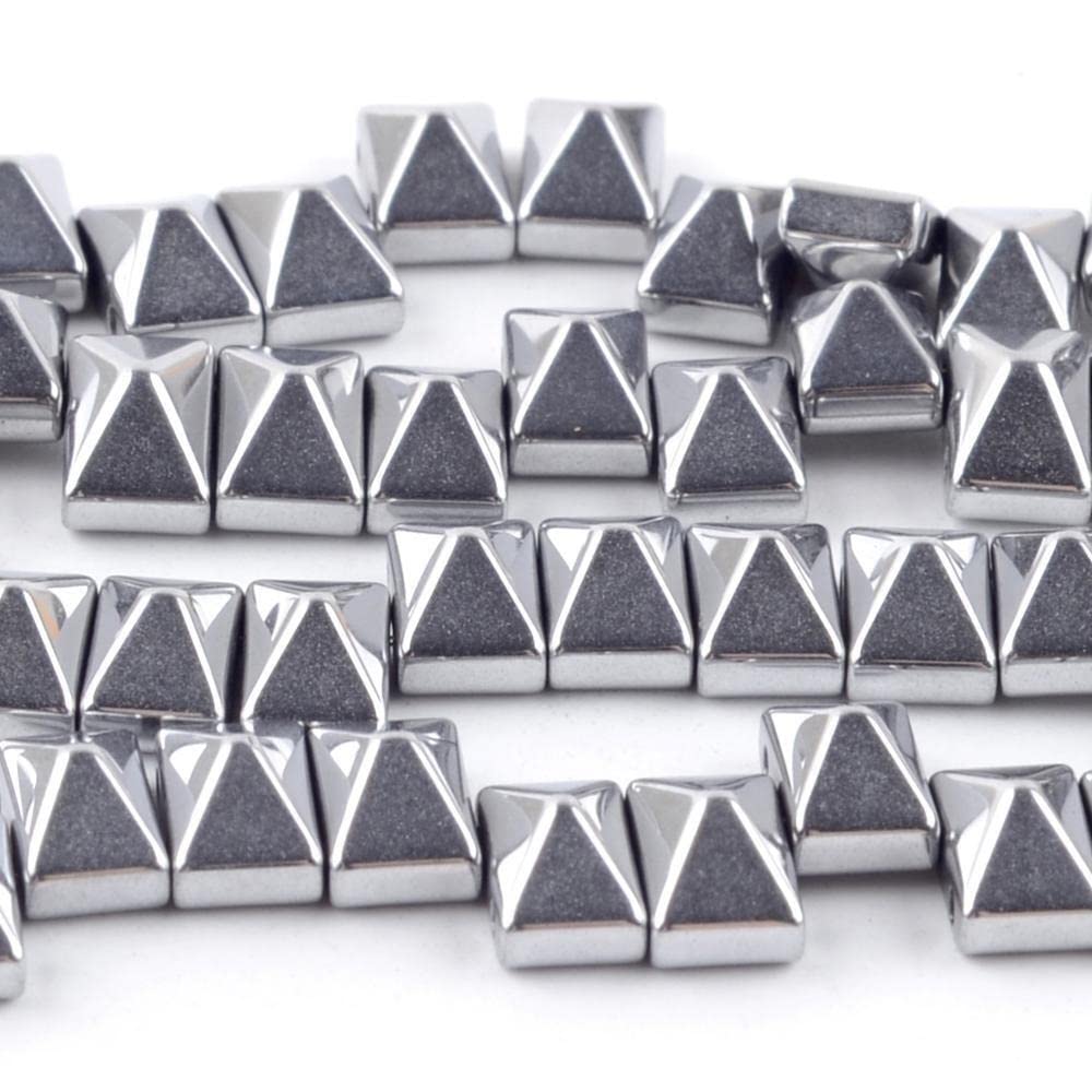 Perline Rivetto In Ematite Naturale 6x3/6x6/8x4mm – Doppio Foro, Colore Argento, 1 Filo Da 39 Cm (15 Pollici) Per Gioielli Fai Da Te