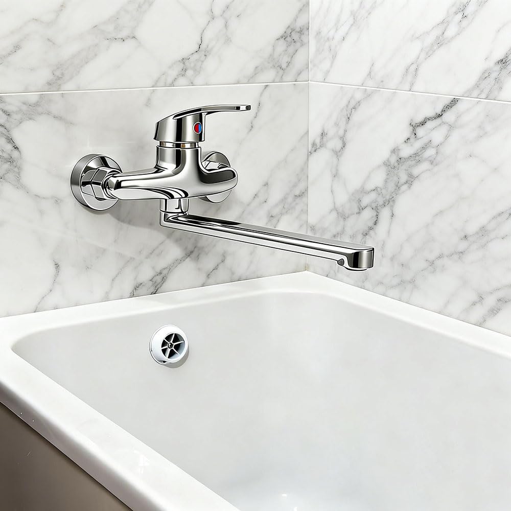 Grifo de Cocina de Pared,Ruotable a 360 °,Grifo de Pared para Lavabo Grifo Mezclador de Cocina Grifo de Cocina Fregadero Grifería para Baño para Lavabos Dobles, Cocinas y Baños