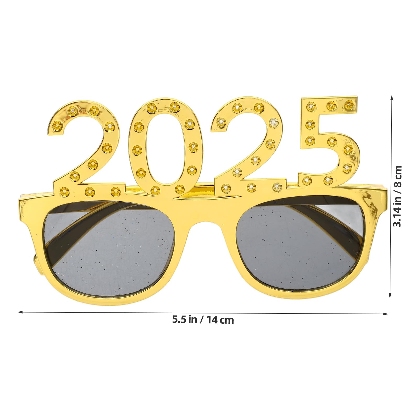 LOGOFUN 5PCS 2025 Eyeglasses 2025 Number Sunglasses New Year Party Eyewear Glitter 2025 Glasses Frame for Holiday Graduation Party Supply - Colourful