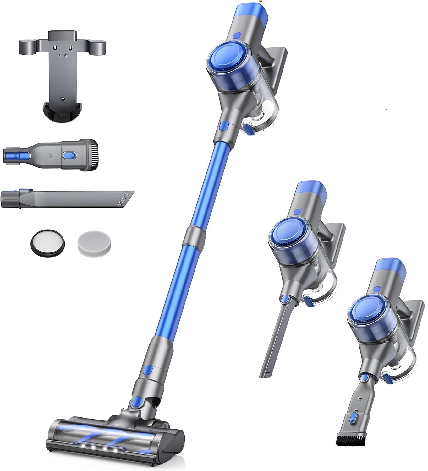 BuTure VAC Akku Staubsauger 600 W 50KPA Saugleistung, bis zu 60 Minuten Laufzeit, mit LED-Touchdisplay, Auto-Modus, LED-Licht, Anti-Wicklung, leistungsstarker Staubsauger für Böden, Teppiche