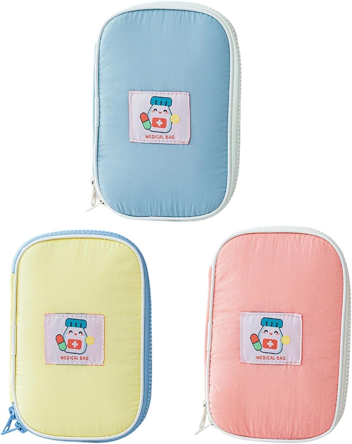 empty first aid kit bag, portable medicine storage pouch with zip closure, compact medical organiser case for home, travel, camping, hiking, office & emergency essentials, 1 pc, multicolor
