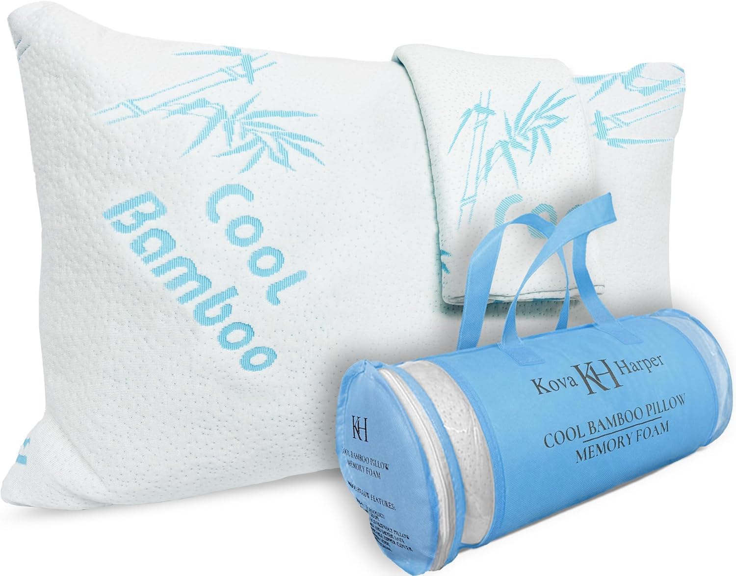 Cool Rayon of Bamboo Pillows 2 Pack King Size (20"x36") for Sleeping, Soft Shredded