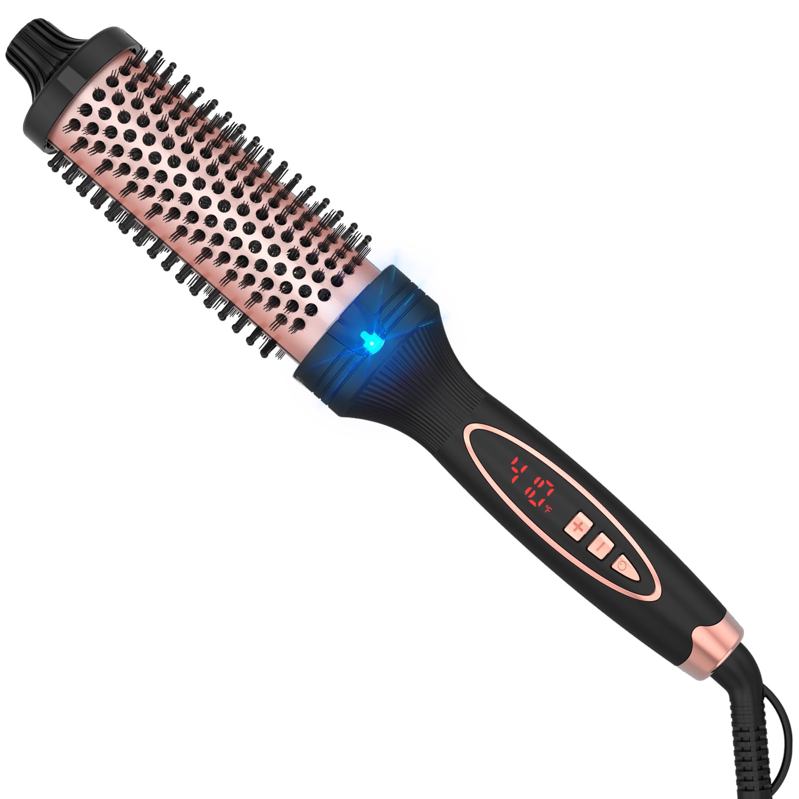 New Upgrade 1.5 Inch Thermal Brush Create Loose & Volume Curls Digital Display 9 Heat Settings Tourmaline Ionic Hair Curler 1 1/2 Inch Curling Iron Brush Dual Voltage for Traveling