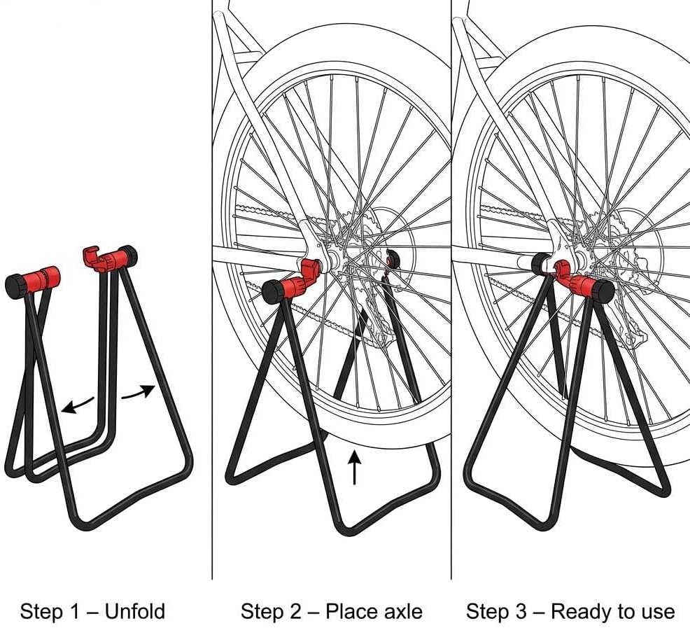 QWORK Bicycle Floor Stand 2 Pack – Foldable Steel Repair & Storage Rack for Road, MTB & Hybrid Bikes