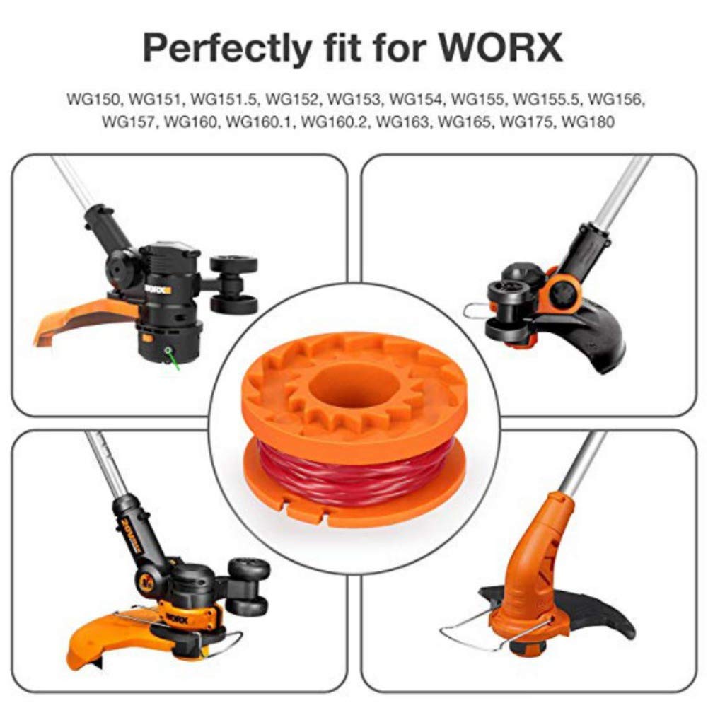 Compatible WG154 WG163 WA0010 20 Bobinas 2 Tapas Repuesto Para Recortadora Worx - Compatible WA0010, WG154, WG163, WG180 Recambio Hilo Corte Worx