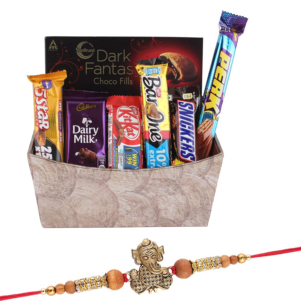 SFU E Com Astonished Retail Surprise Chocolate Gift for Your Loved Ones with Designer Basket|Flower Rakhi with Chocolate for Brother|Rakhi Chocolate Hamper|Roli, Chawal, Chandan, Misri|244,183 Grams (B099DFY9ZB) Amazon Price History, Amazon Price Tracker