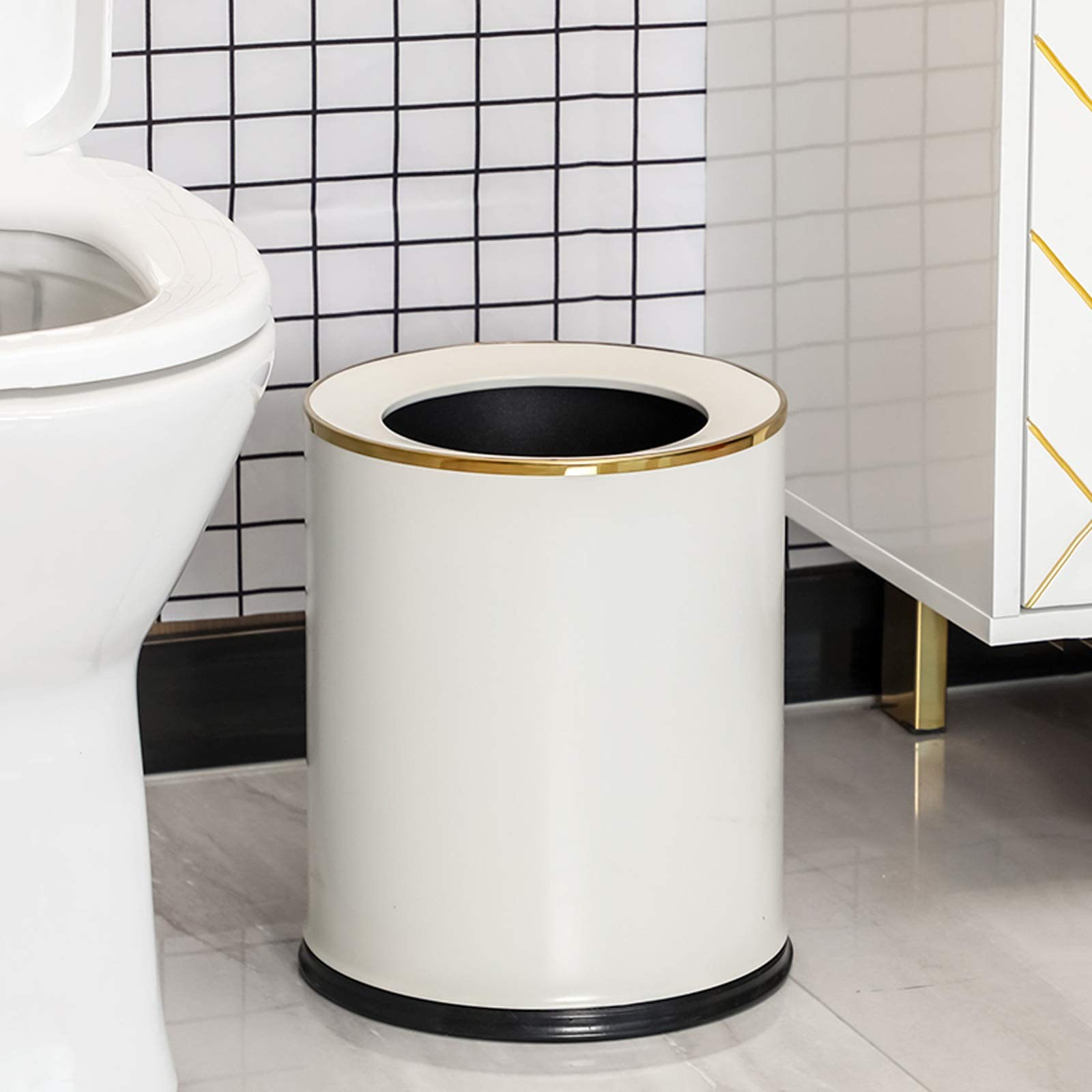 Kosze na śmieci Lekki Luksusowy Round Trash Can Household Odkryty pokój dzienny Sypialnia Kosz Na śmieci Proste i nowoczesne kosze na śmieci, 14 litrów / 3,6 galonów Wiadro do przechowywania śmieci
