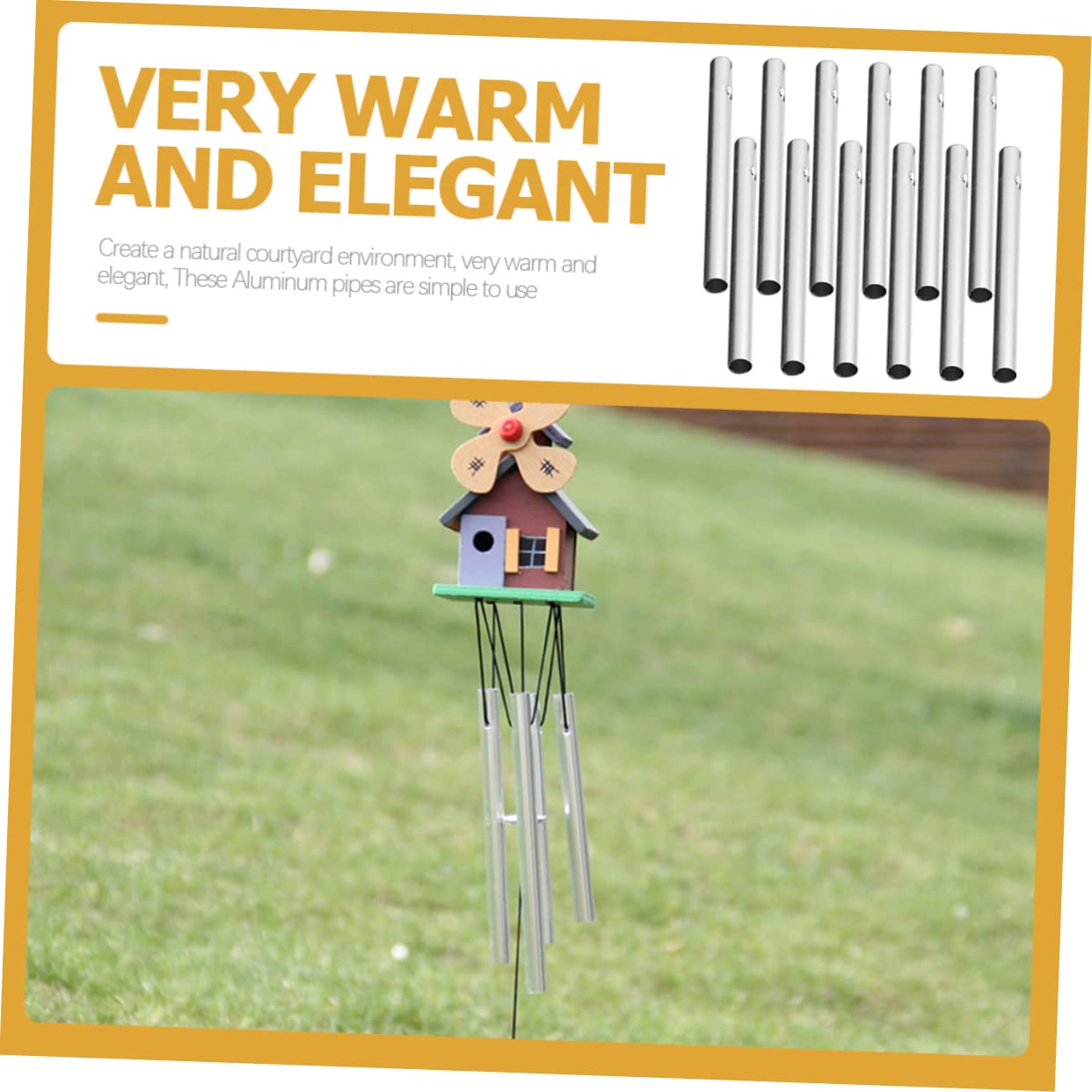 YARNOW 48pièces Tubes pour Bricolage De Carillons à Vent Matériaux pour Décoration Extérieure