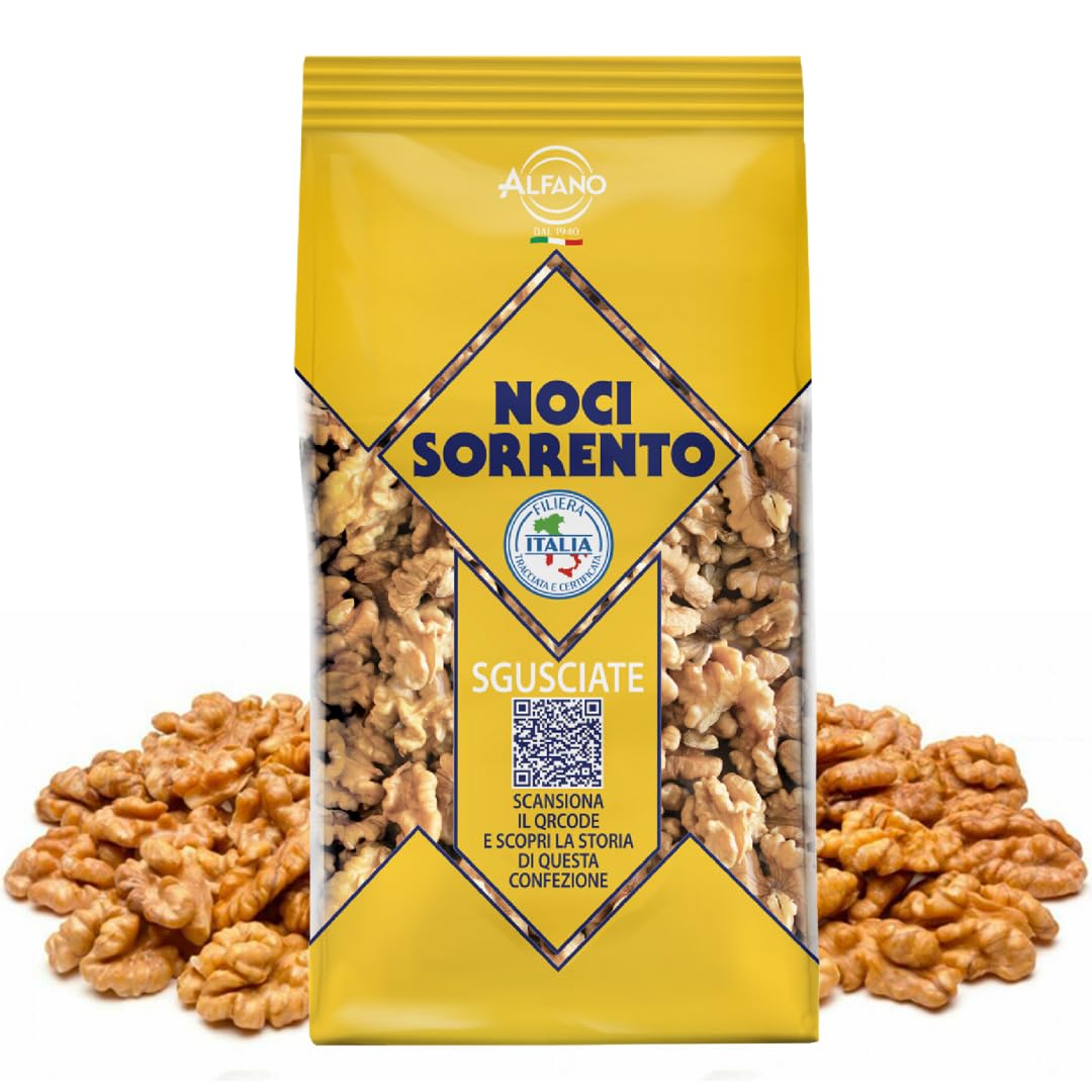 Alfano dal 1940 Noci Sorrento Sgusciate 300g da Filiera Italia Tracciata e Certificata. Ricche di Fibre, Magnesio e Fonte di Potassio (4 Pezzi)