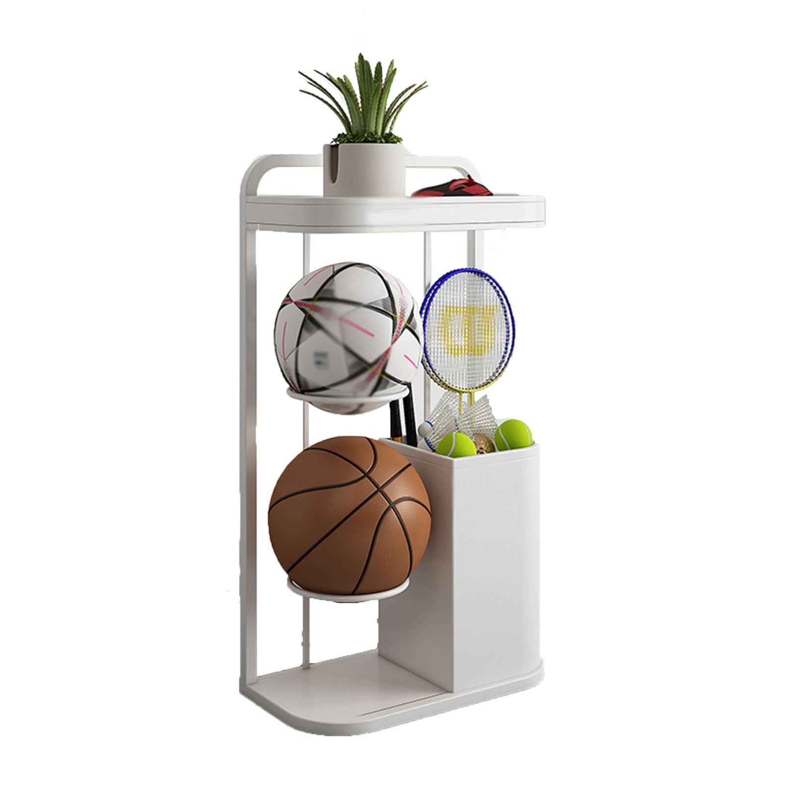 Rastrelliera For Racchette Da Tennis, Espositore For Attrezzature Sportive, Rastrelliera For Racchette E Palline Con Scomparto Superiore, For Racchetta da badminton, racchetta da tennis, basket