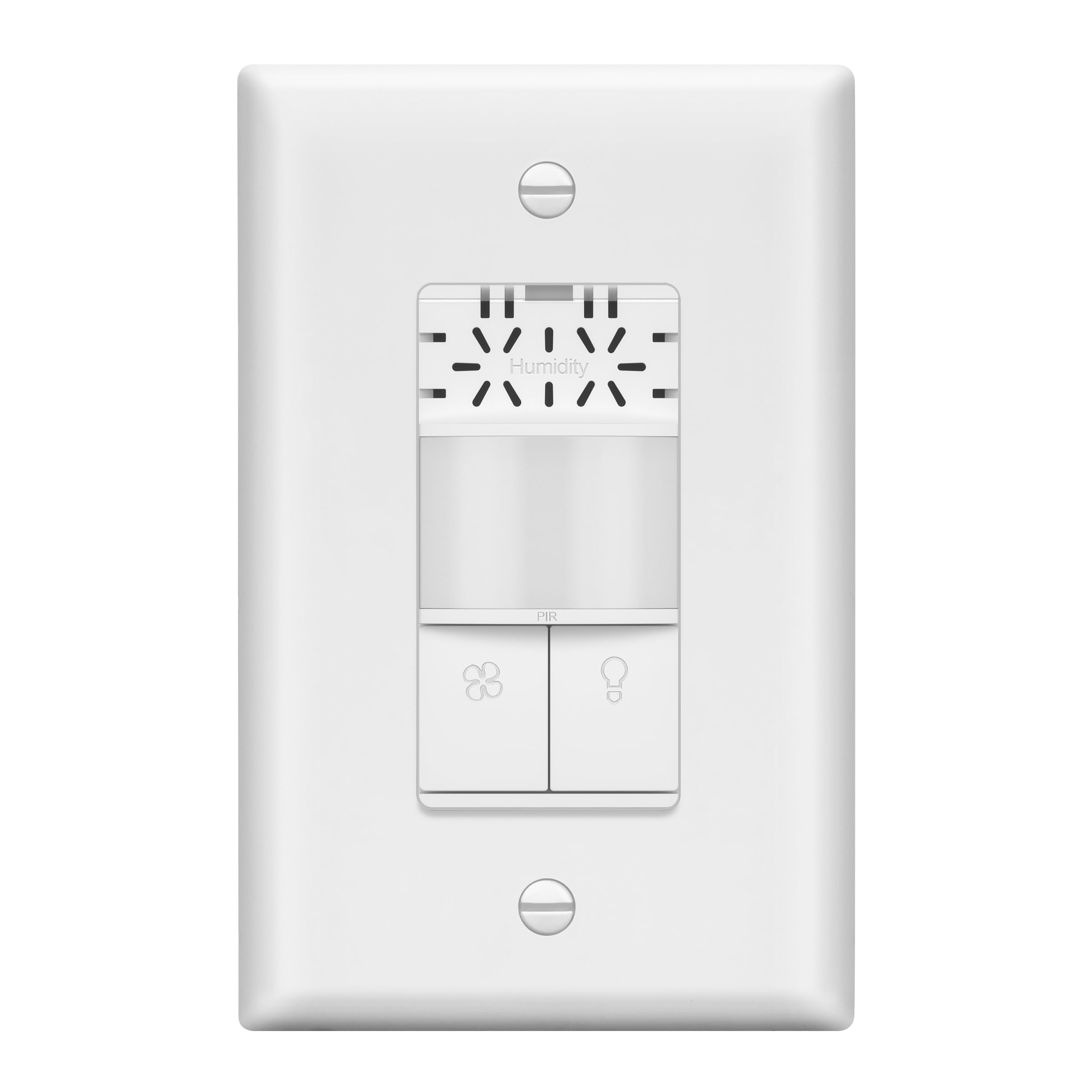 LIDER Humidity Sensor Switch and Motion Sensor Light Switch, PIR Sensor, Humidity Detection, Occupancy/Vacancy, No Neutral Required, ¼ HP, 1-Pole, UL Listed, White, Wall Plate Included