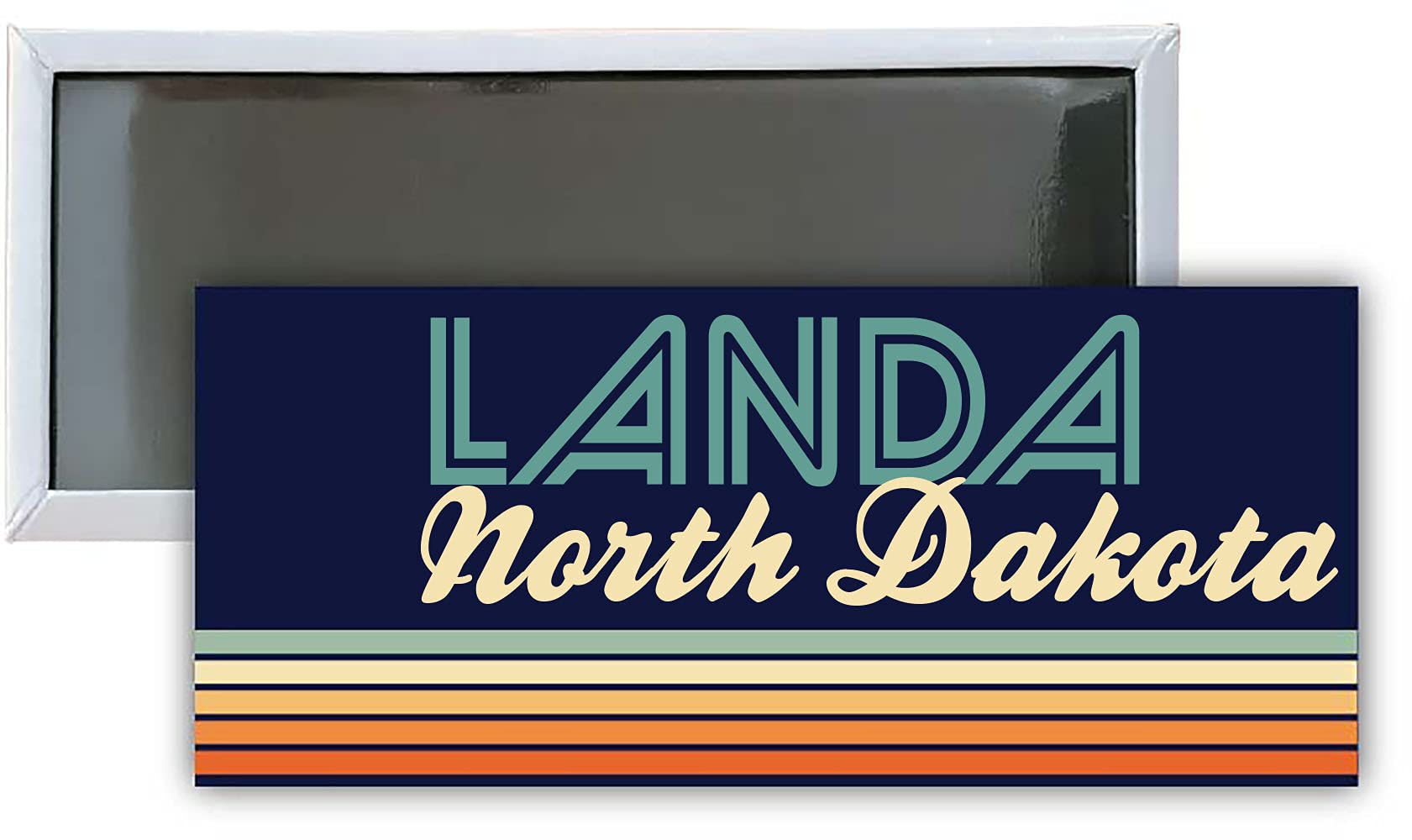 Landa North Dakota Souvenir 4.75x2-Inch Rectangle Fridge Magnet Retro Design