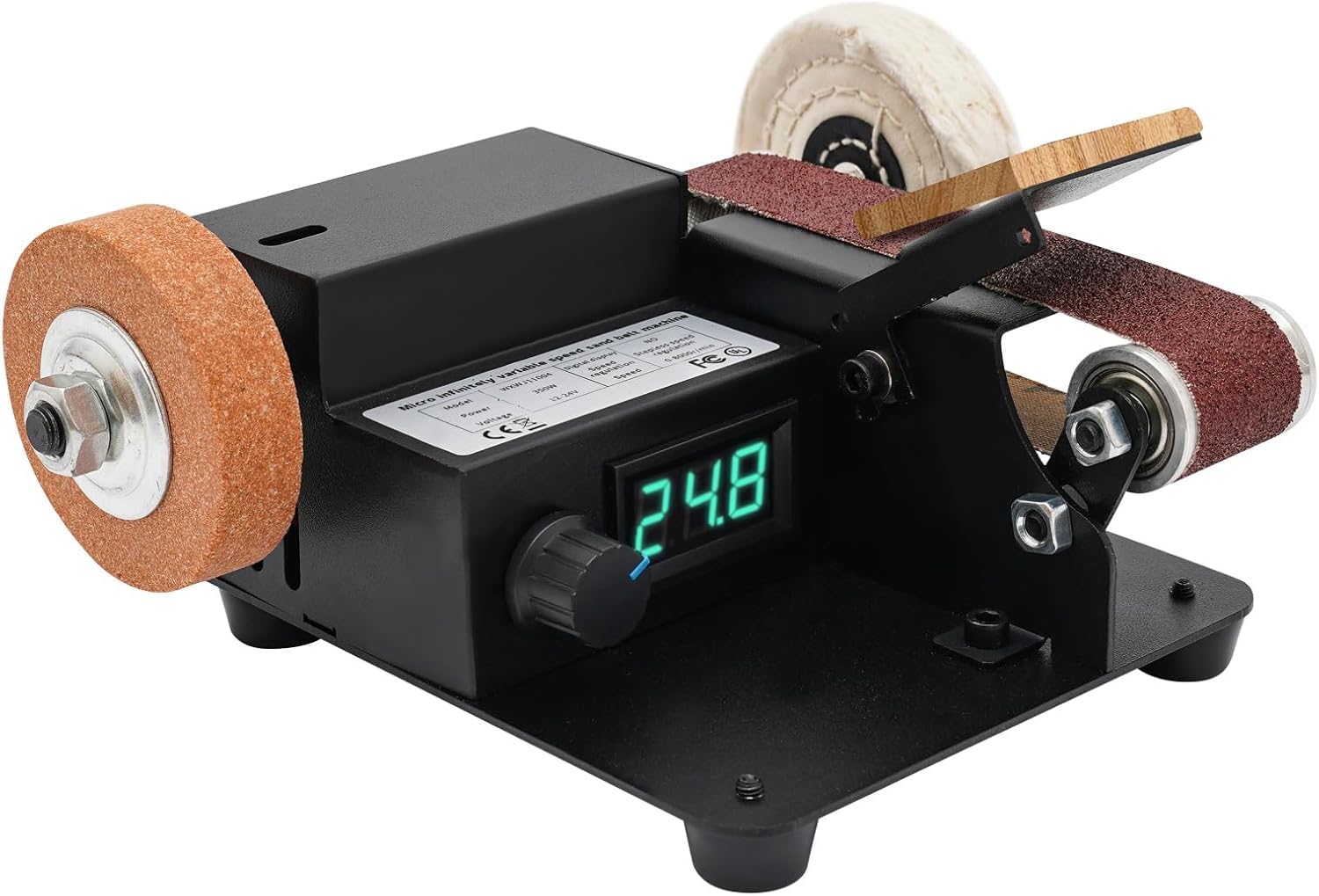 Mini levigatrice a nastro elettrica 350 W 0-10000 giri/min professionale da tavolo 7 livelli con nastri abrasivi