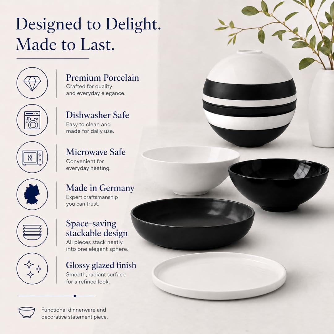 Villeroy & Boch – La Boule Black & White, 7-piece dinnerware set