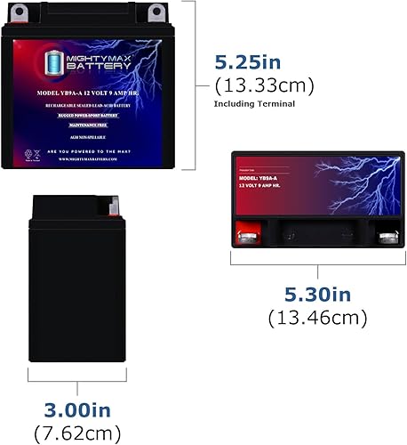 Miniatura 2 de Mighty Max Battery Reemplazo de batería YB9A-A 12V 9AH para Honda ATC 125 M CB9A-A 1985