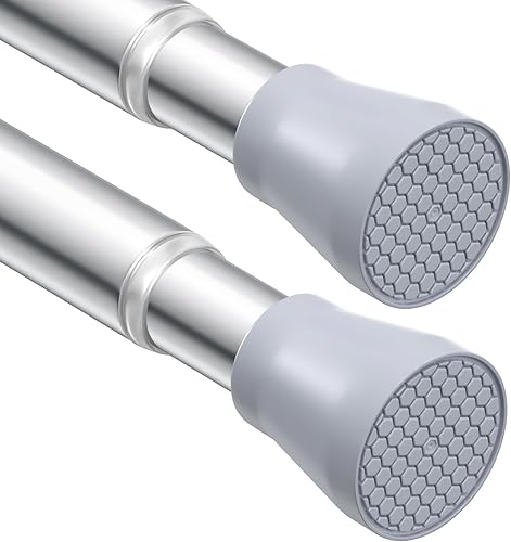 Paquete de 2 barras de cortina de tensión plateadas para ventanas de 28 a 48 pulgadas, barra de cortina de ducha pequeña de 78 pulgadas para baño,