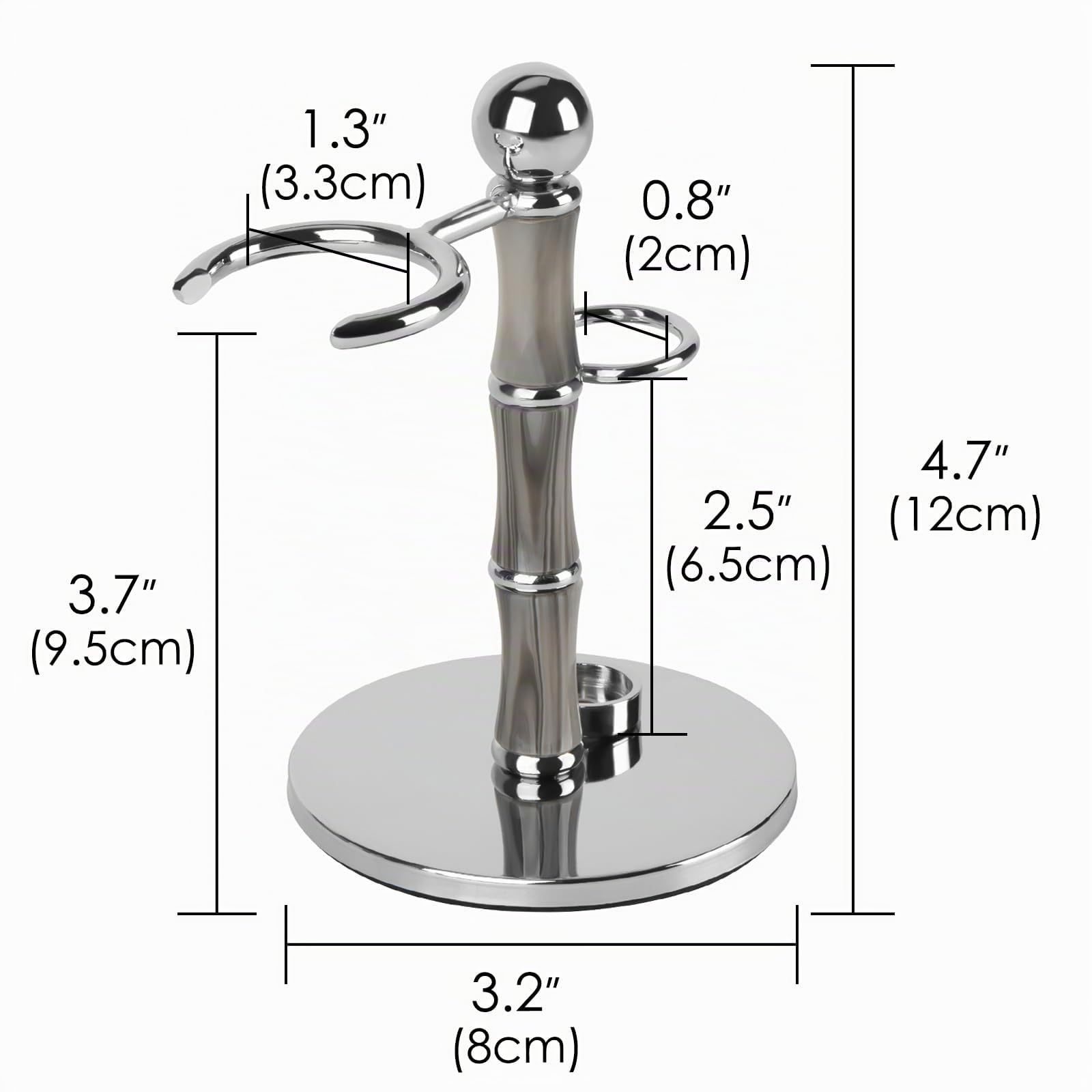 Linkidea supporto in acciaio inox per rasoio di sicurezza e pennello da barba, base antiscivolo, design stile bambù, antiruggine da appoggio, compatibile con Vikings Blade Chieftain e Odin (Grigio)