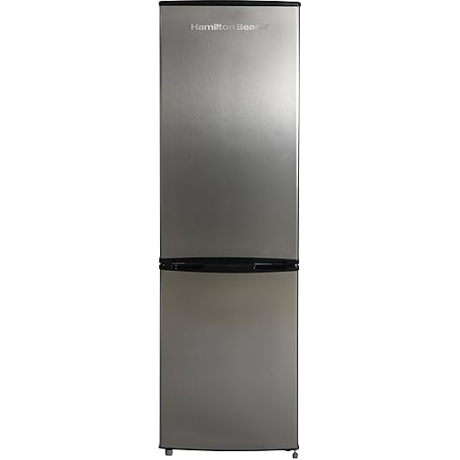 HAMILTON BEACH Cubic Foot Fridge with Bottom Mount Freezer, 9.2 cu. ft, Stainless