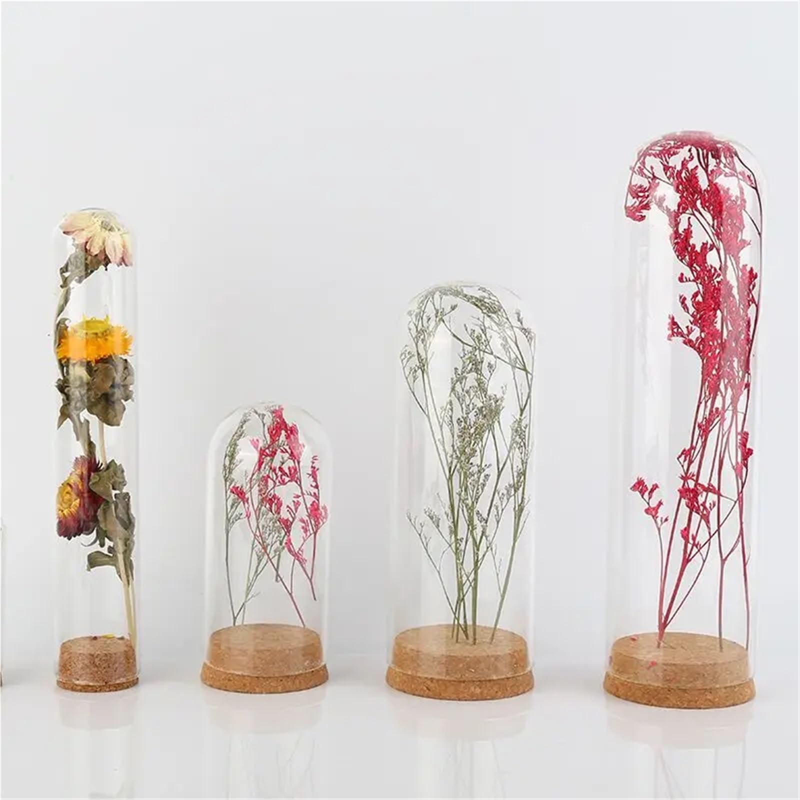 10PCS Klarglas Dome Abdeckung Cloche Glocke Gläser Spielzeug Display Blumengläser Sukkulenten Terrarien Mit Kork Basis Hause Studie zimmer Dekor Für Pflanzensammlung