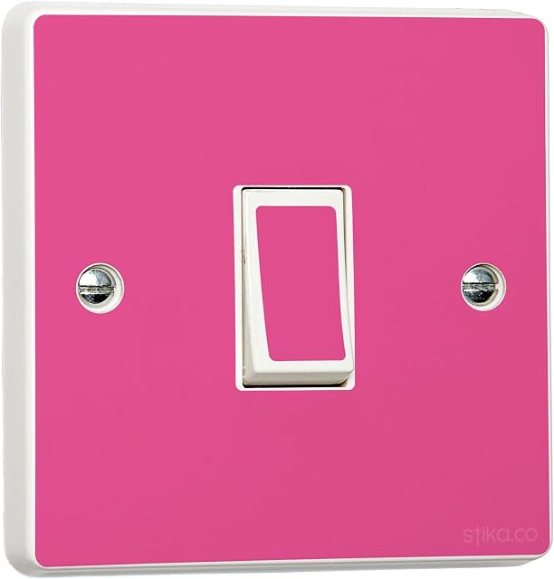Pack of 2 Plain Pink Glossy Decorative Design for Single Light Cover, Self-adhesive Vinyl Skin Sticker