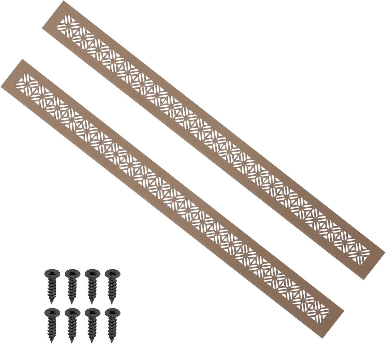 PATIKIL 24 x 2 Inch Door Air Vent Cover, 2 Pcs Heavy Duty Aluminum Grille Ventilation Cover Louvered with Mounting Screws for Cabinet Wardrobe Door, Brown
