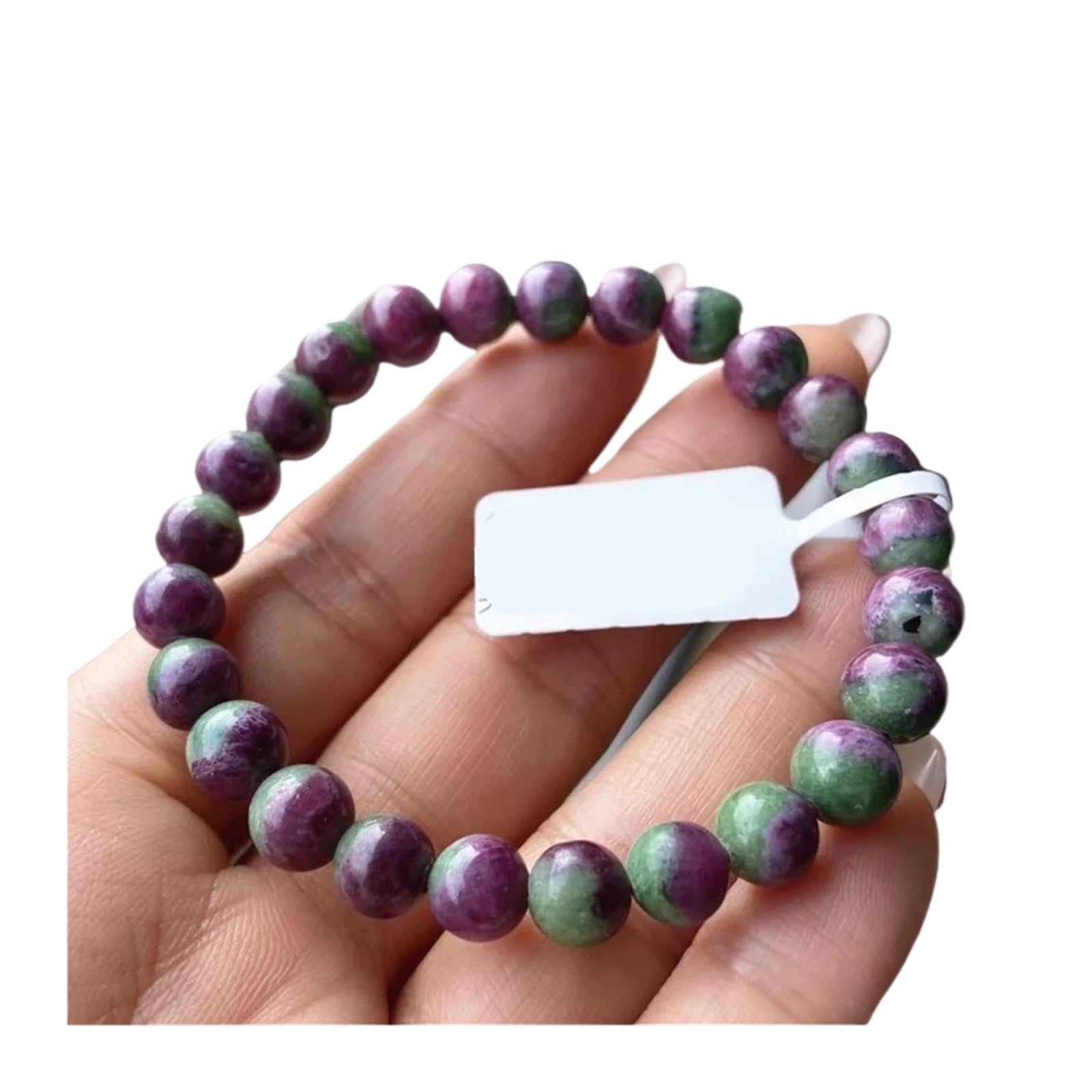 Generico Bracciale con perline rotonde di rubino rosso naturale, pietra preziosa, elasticizzata, gioielli da donna, uomo, AAAAA