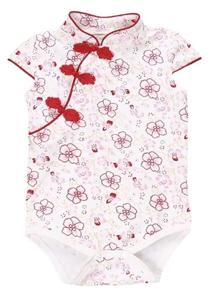 FANCYKIDS Baby Girls Newborn Infant Cheongsam Chinese New Years Outfit Romper Top Clothes Qipao Bodysuit