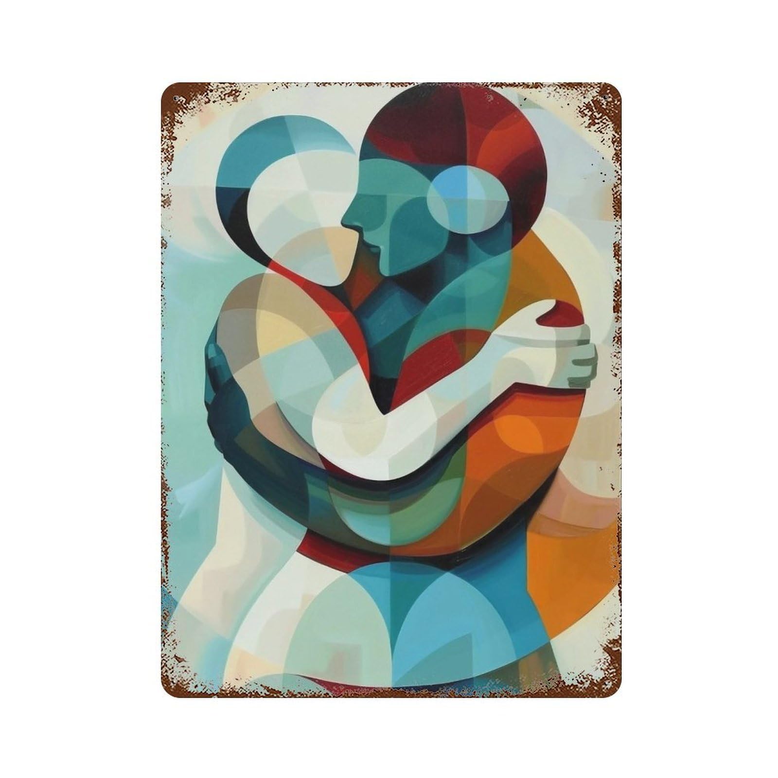 YHGERTKU Circular Embrace 03 Wall Art Retro Iron Vintage Metal Tin Sign Poster Modern Decor for Living Rooms Gift 40x30cm