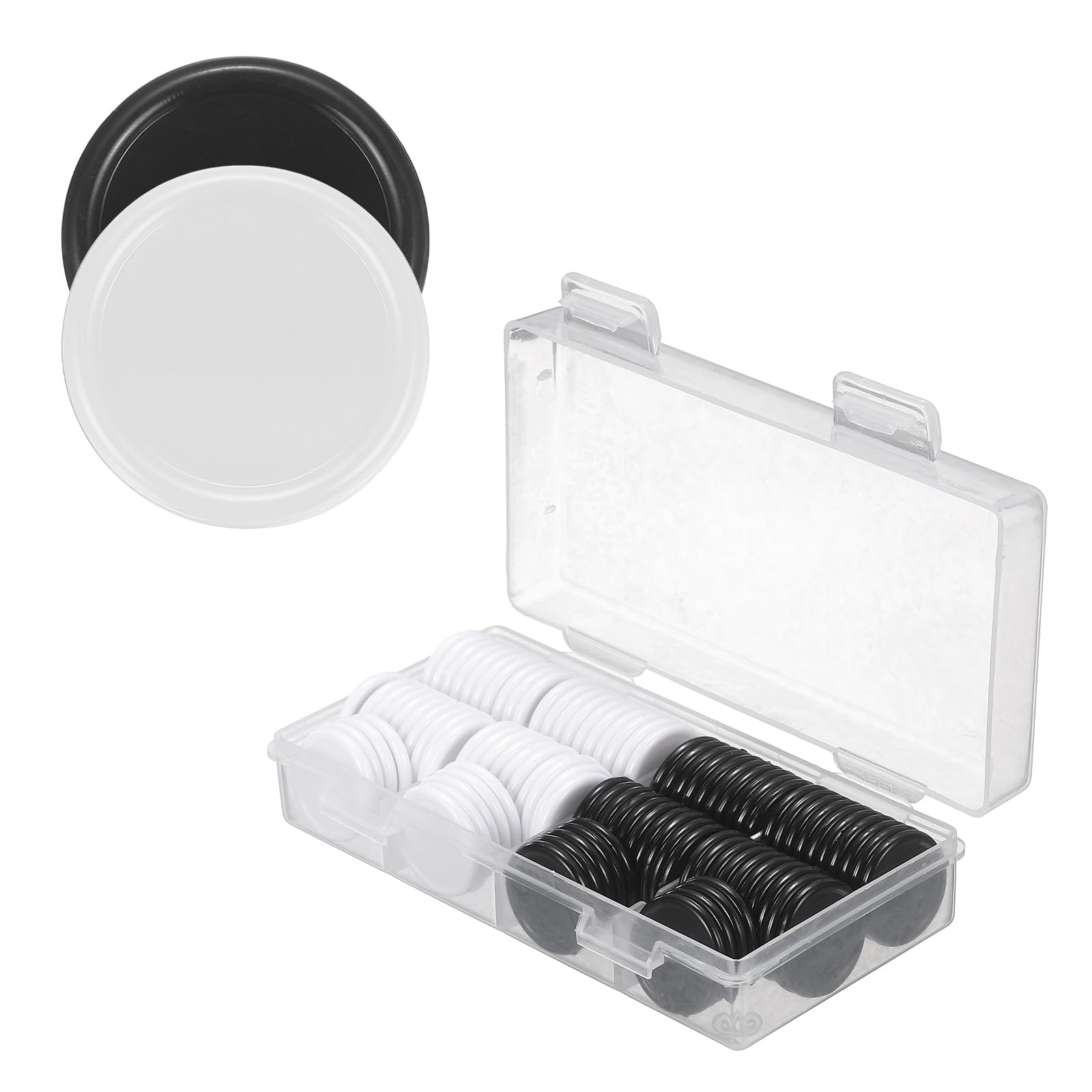 sourcing map 100Pcs Plastic Poker Chips, 20mm, Black/White