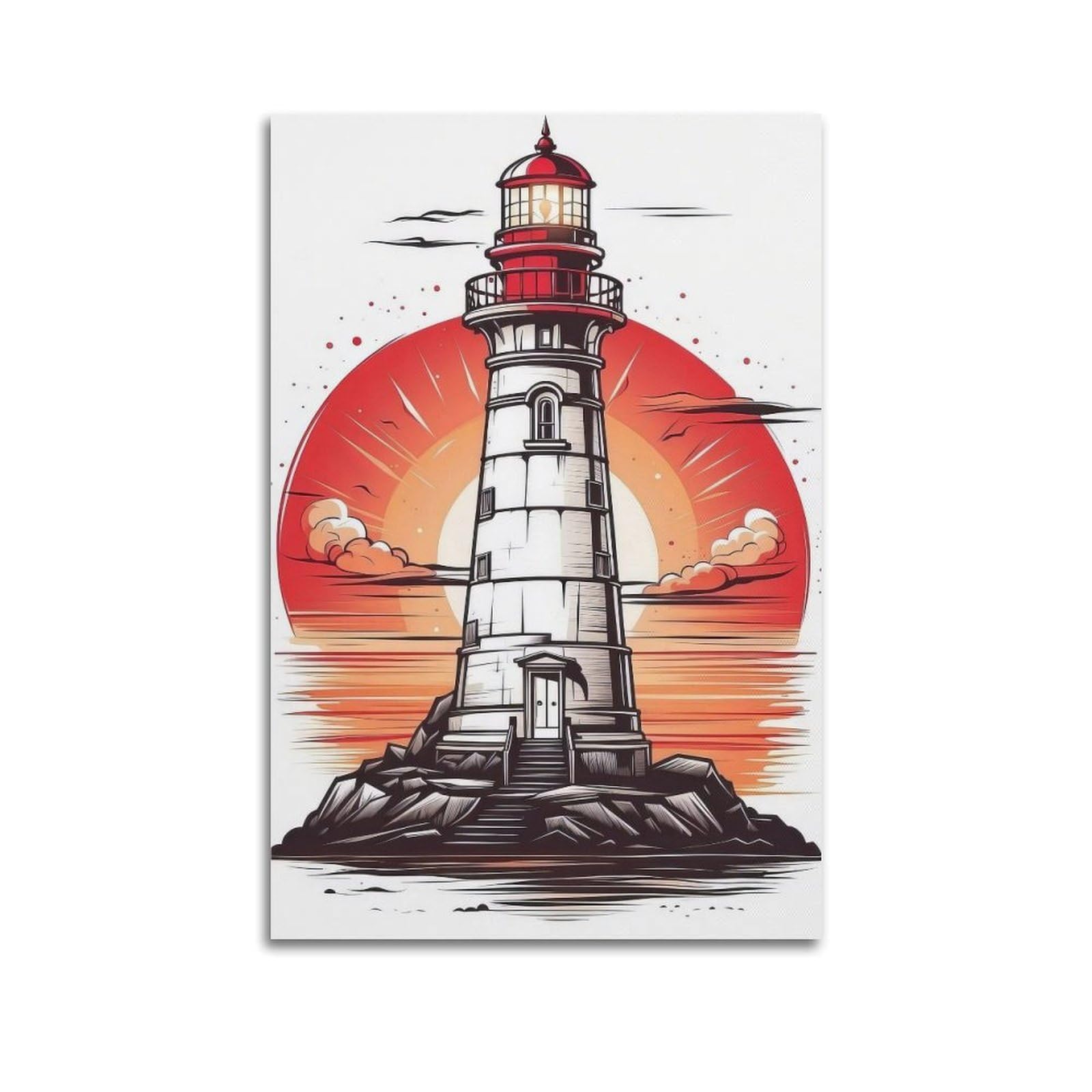 CXHJCA Lighthouse Poster Sunlit Promise Poster Decorative Painting Canvas Wall Posters And Art Picture Print Modern Family Bedroom Decor Posters 12x18inch(30x45cm)