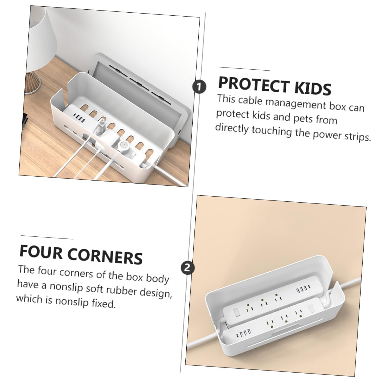 Caja Organizadora de Cables Almacenamiento Práctico y Antideslizante para Regletas y Enchufes Protección Segura para Mascotas Ventilación para Uso Doméstico y Oficina