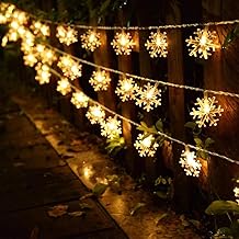 Fairy Lights Battery, 6 m 40 LED Snowflake Fairy Lights Indoor, Warm White Christmas Fairy Lights with 8 Modes, Waterproof Outdoor Indoor Fairy Lights for Room/Party/Garden/Christmas/Trees