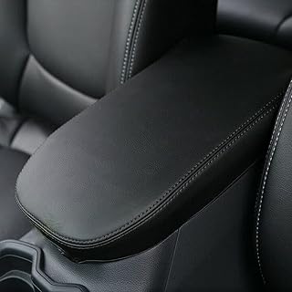 Center Console Armrest Cover for Toyota RAV4 Accessories 2023 2022 2021 2020 2019 Leather Middle Console Lid Cover Pad Protector Elbow Arm Rest Covering Car for RAV4 2022 Accessories(Black)