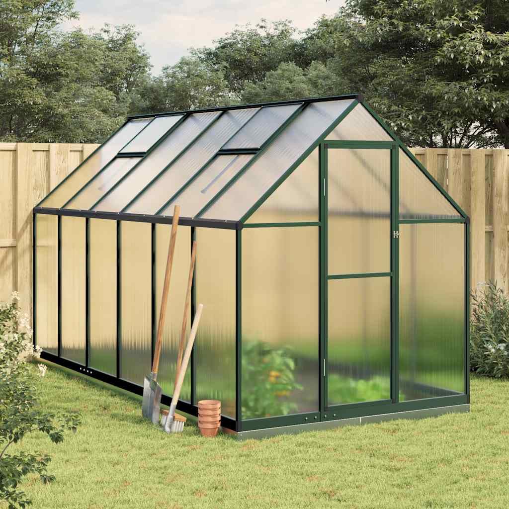 Serra da giardino, casetta per pomodori con telaio di fondazione, in alluminio e policarbonato, 334 x 169 x 202 cm, 5,64 m², per verdure, erbe, svernamento