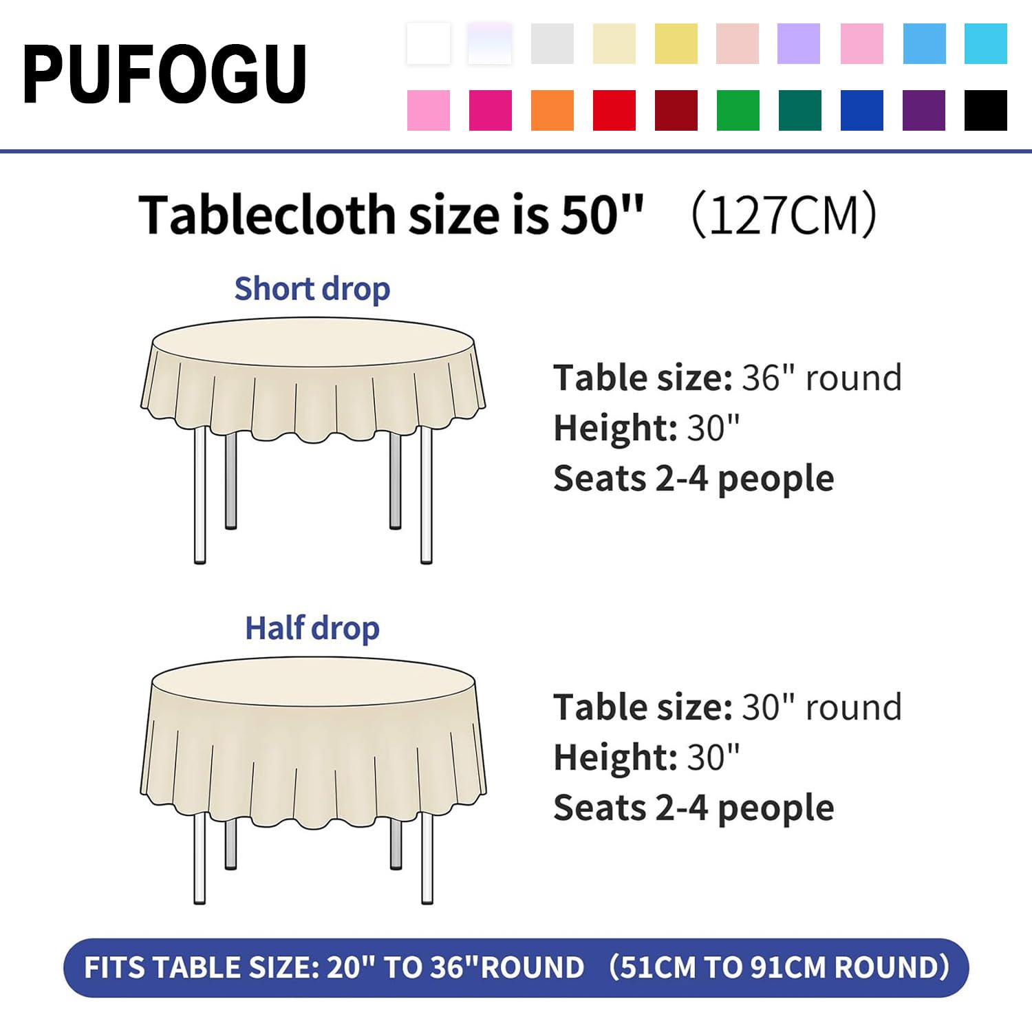 Amazon｜Pufogu 50インチ ラウンド シャンパン ゴールド