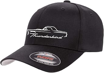 1955 56 57 Ford Thunderbird Hardtop Classic Outline Design Athletic Baseball Fitted Hat Cap
