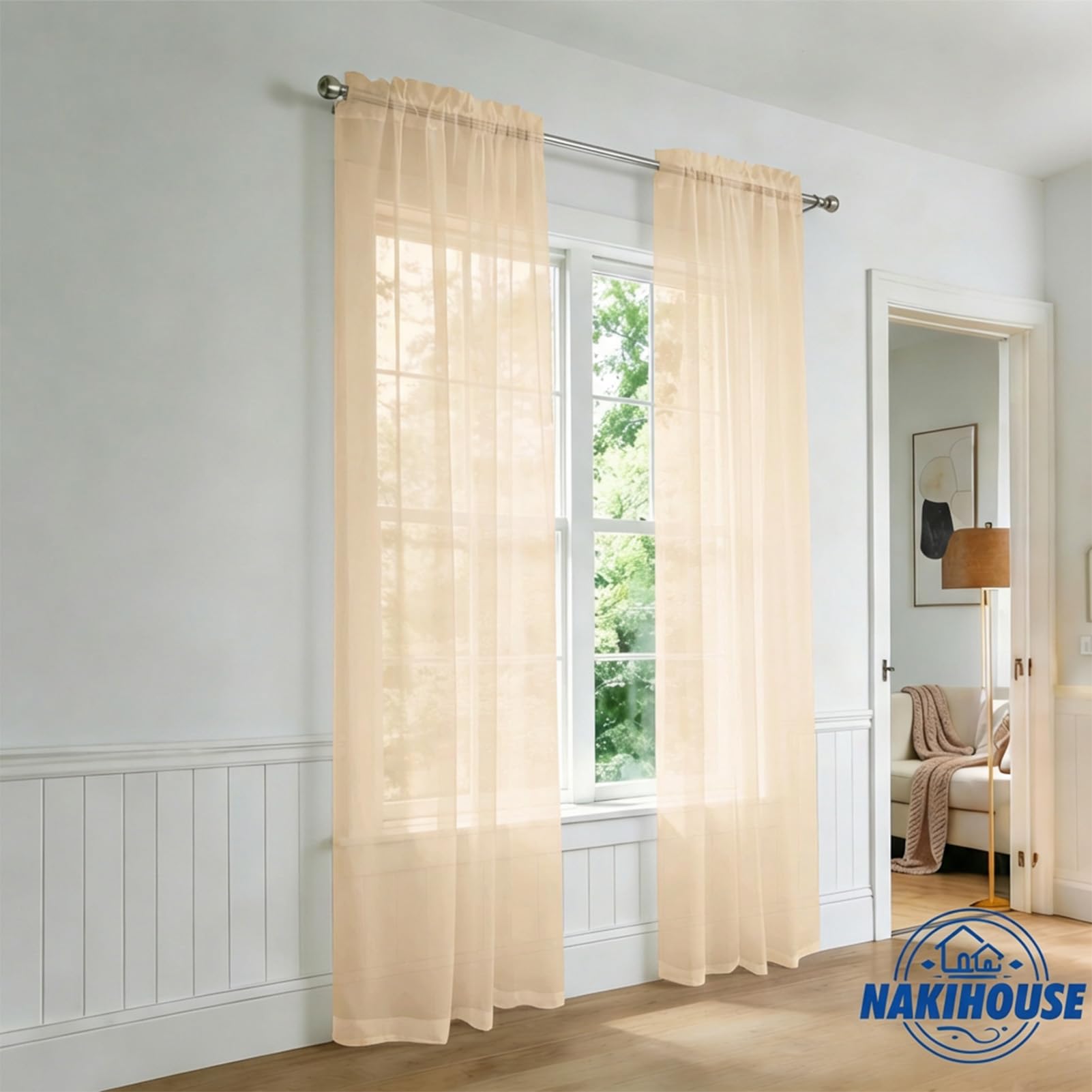 Rideaux en voile 114,3 cm filtrant la lumière pour salon