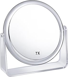 1x/7x Magnifying Makeup Mirror for Desk Double Sided 360°Rotation Desk Mirror,Portable Table Acrylic Small Standing Mirror for Cosmetic