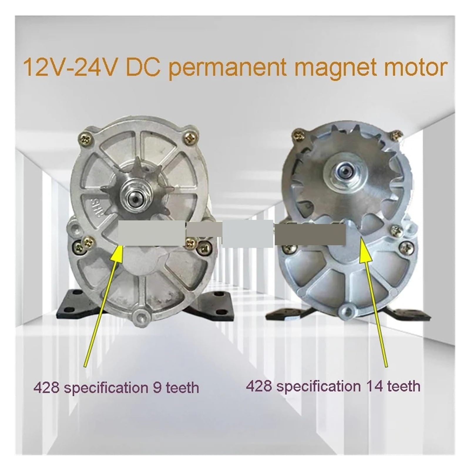 Motore con riduttore CC da 12 V, 24 V, 500 W, 200 giri/min, 9 denti/14 denti, motore for fertilizzazione ad alta coppia, pignone multiuso per barca, auto(500W 200R 9 teeth,24V)