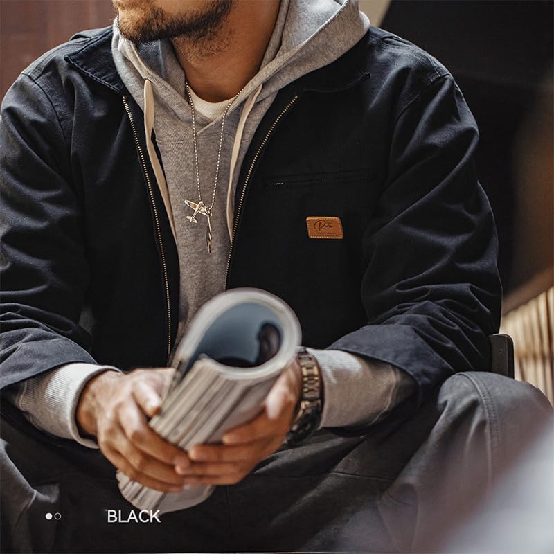 SevenBoy Men's Rugged Flex Relaxed Fit Duck Detroit Jacket Vintage Hunting Heavy Canvas Lapel Coat For Autumn3